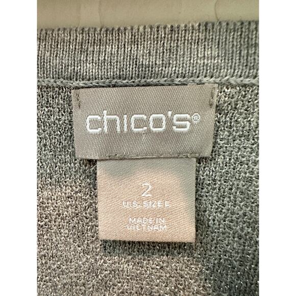 CHICO’S | Metallic Snake Print Knit Sweater Silver Gray | Size 2 Large - Picture 5 of 6